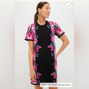 Tuckernuck Black Dress with Pink Floral Design NWT